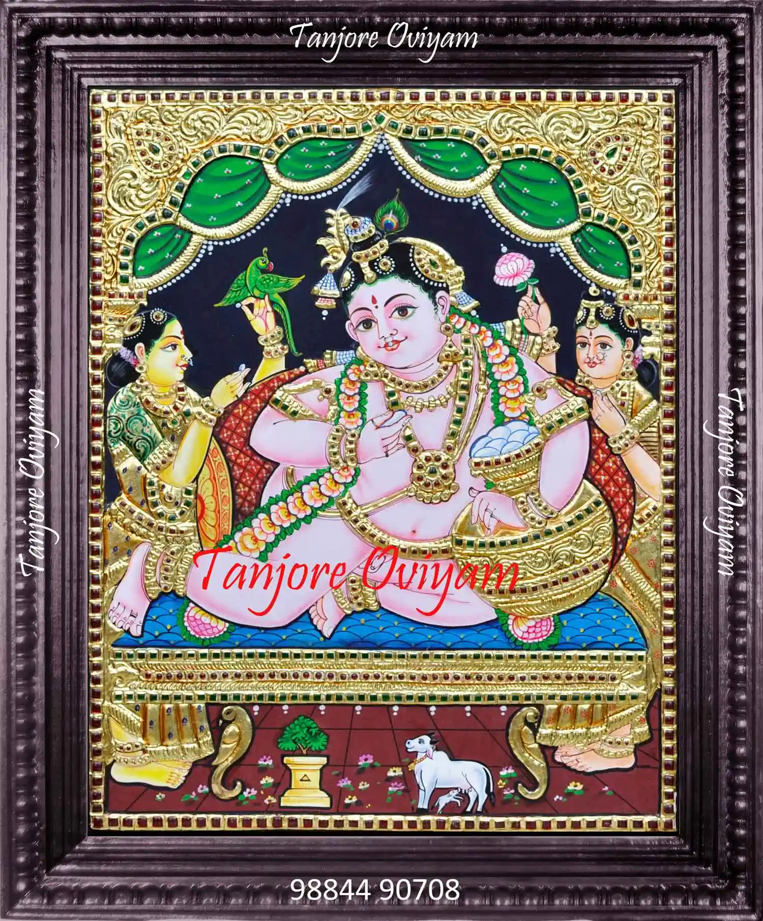 Gold Butter Krishna Tanjore Painting